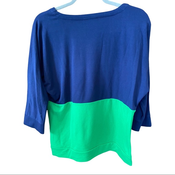 COLDWATER CREEK 3/4 Sleeve Colorblock Blue & Green Top Size M - Picture 2 of 6
